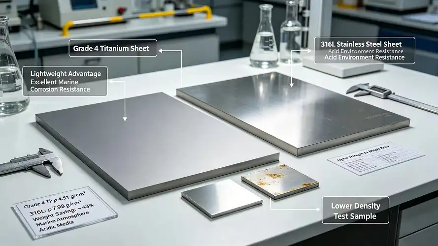 Grade 4 titanium vs 316L stainless stee