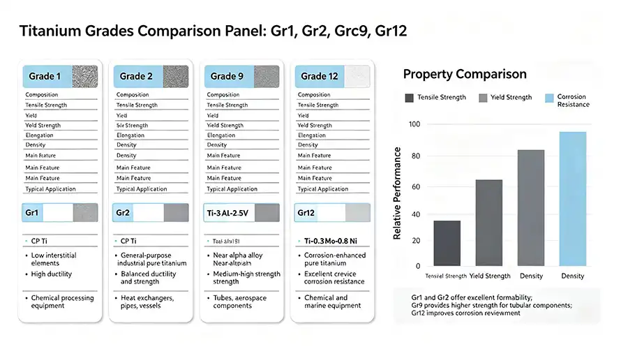 Titanium grade performance comparison chart Titanium grade performance comparison chart