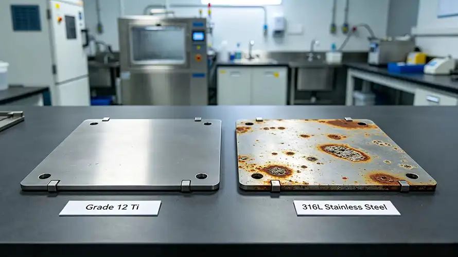 	Corrosion test specimens, Gr12 titanium vs stainless steel