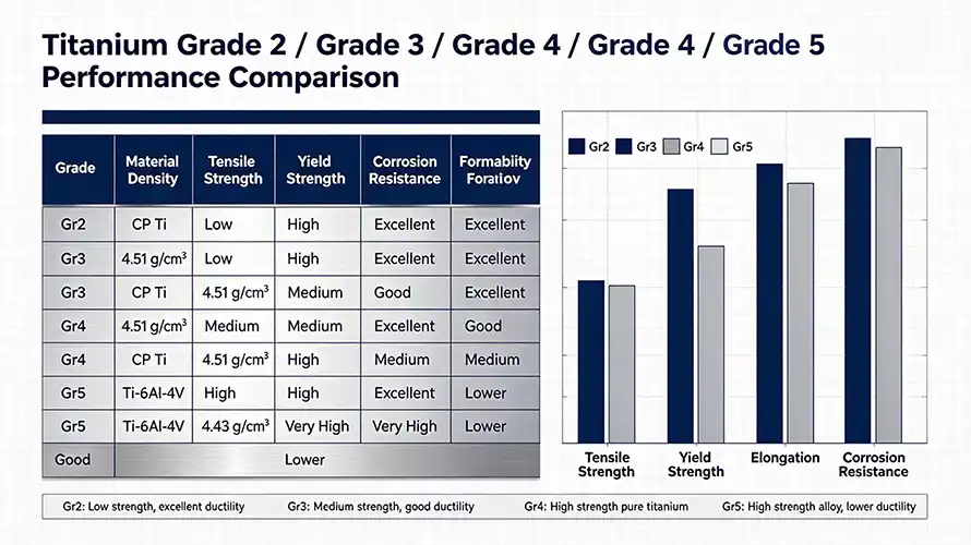 Titanium Grades Performance Comparison Chart Titanium Grades Performance Comparison Chart