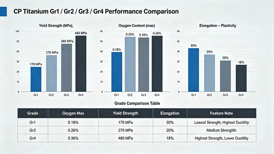 CP Titanium Grades Property Comparison CP Titanium Grades Property Comparison
