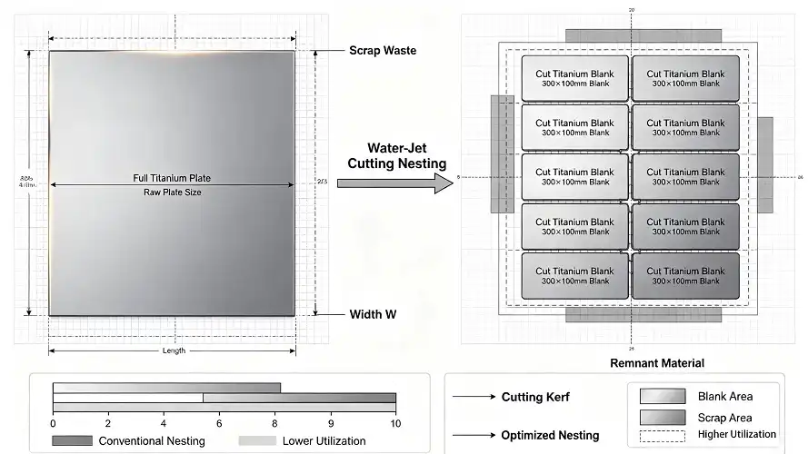 buy-to-fly ratio	precut titanium blank vs full plate, buy-to-fly ratio diagram