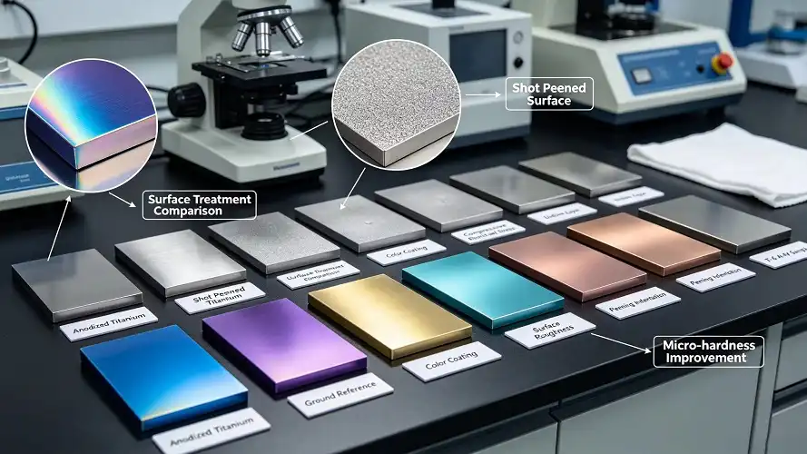 	titanium samples with anodizing and bead blasting surface treatment
