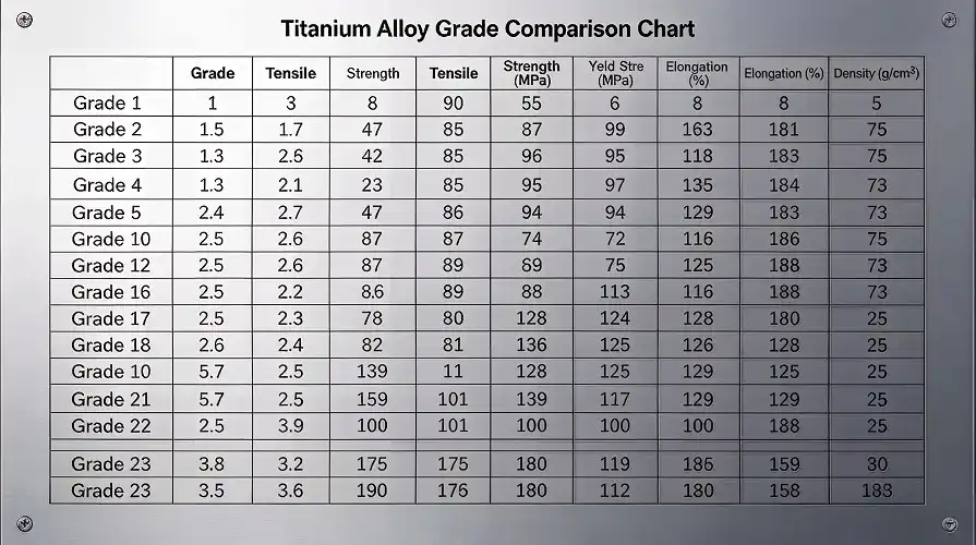 Titanium Grade Comparison Titanium Grade Comparison