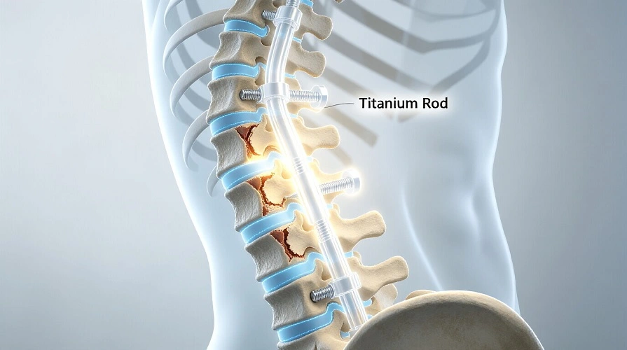 Spinal Titanium Rod Implant Clinical Application