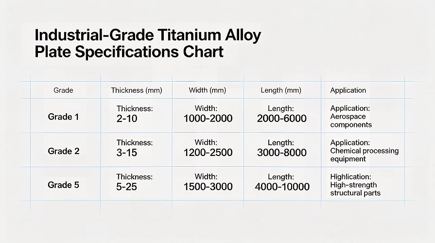 Industrial Titanium Plate Specification Display Industrial Titanium Plate Specification Display