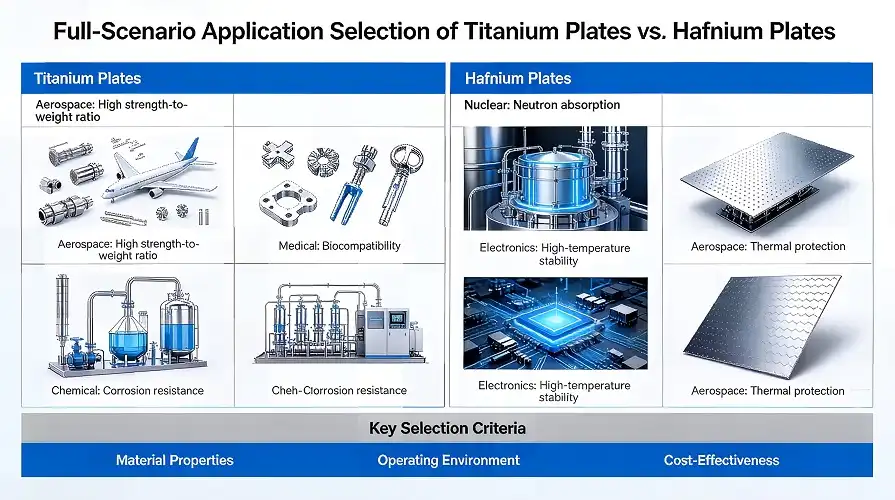 Hafnium & Titanium Plate Application Selection Infographic