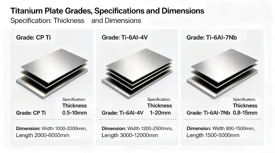 Titanium plate grade & specification chart