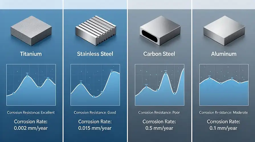 	Corrosion resistance contrast of Ti/SS/carbon steel/aluminum
