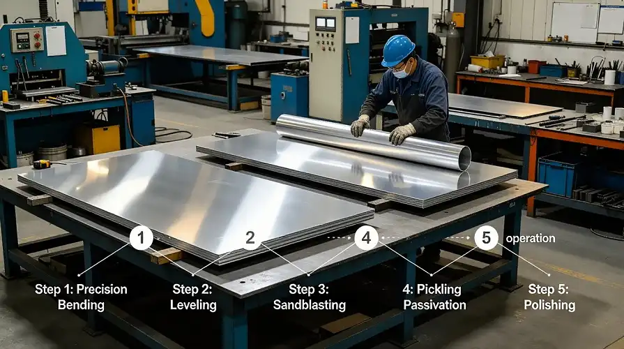 Pure titanium sheet bending & surface treatment process drawing