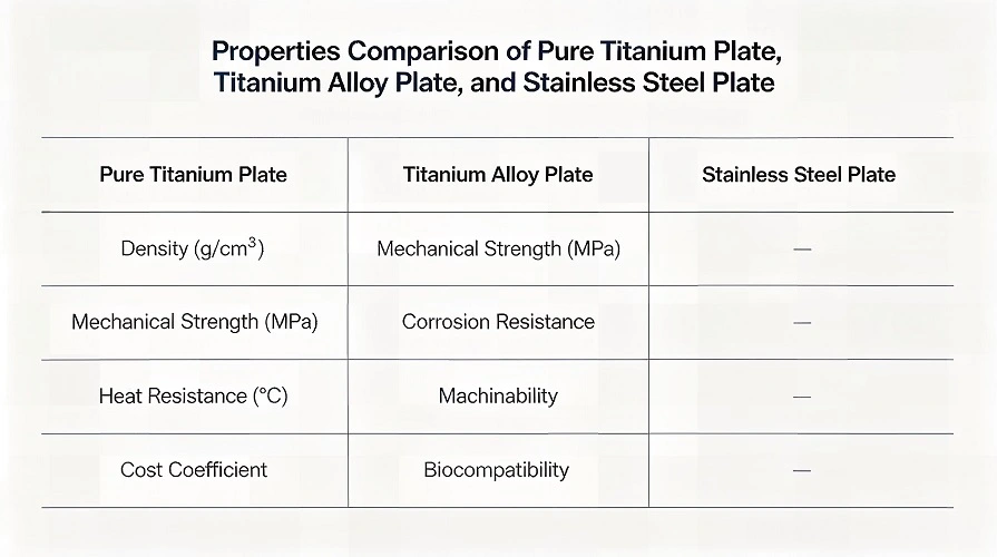 Metal material performance comparison chart 