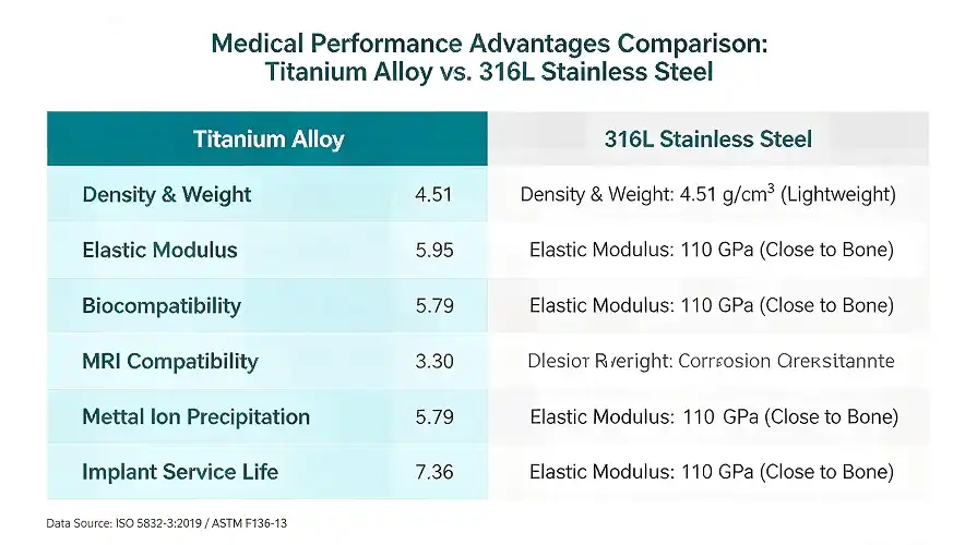 Titanium vs 316L Stainless Steel Performance Chart Titanium vs 316L Stainless Steel Performance Chart