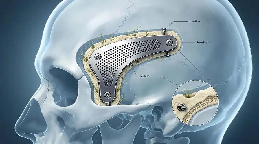 Medical Titanium Cranial Plate Clinical Implant Effect Medical Titanium Cranial Plate Clinical Implant Effect