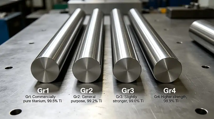 CP Titanium Round Bar Grades Comparison