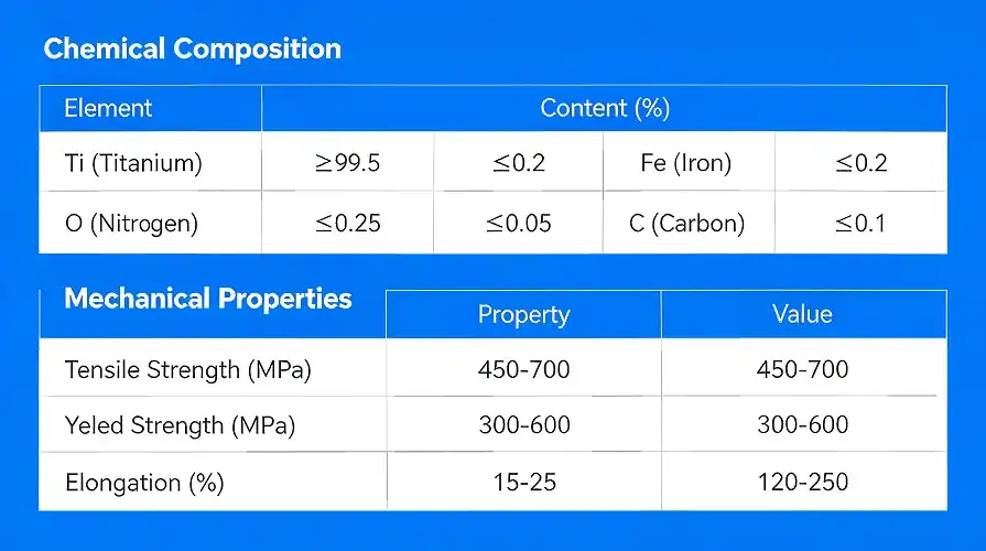 Titanium Chemical & Mechanical Property Chart Titanium Chemical & Mechanical Property Chart