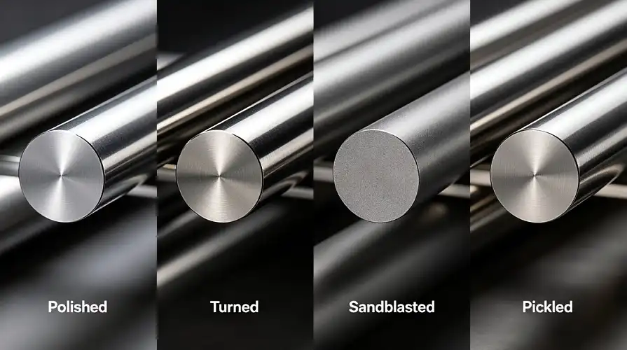 Titanium surface finish comparison samples Titanium surface finish comparison samples
