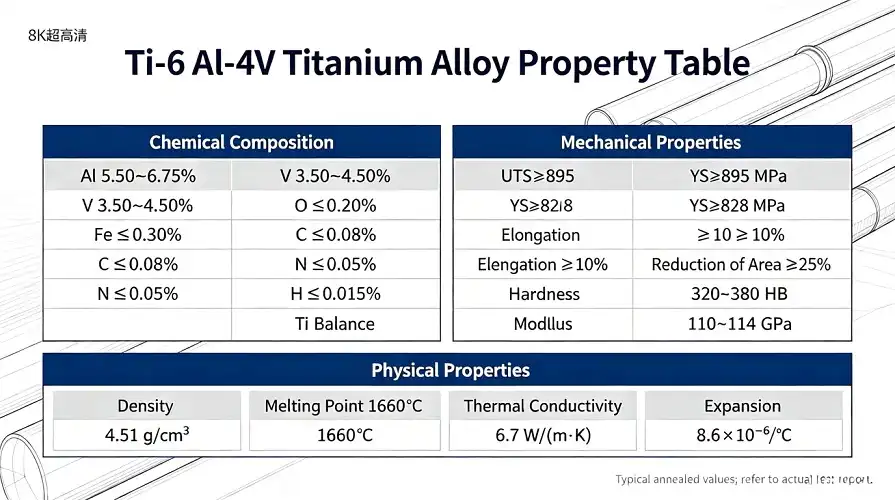 Ti-6Al-4V mechanical property data sheet