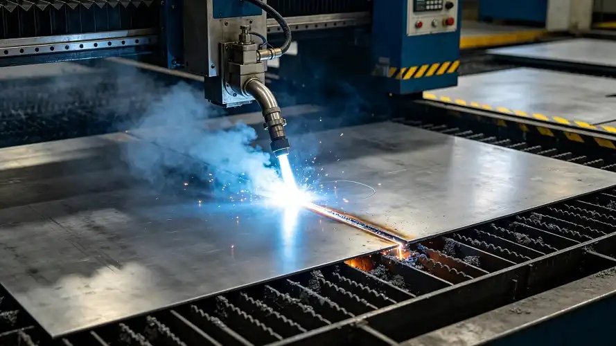 Plasma cutting operation on titanium plate