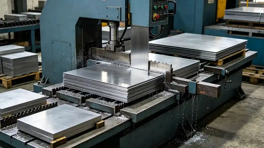 Bandsaw cutting titanium plate blanks