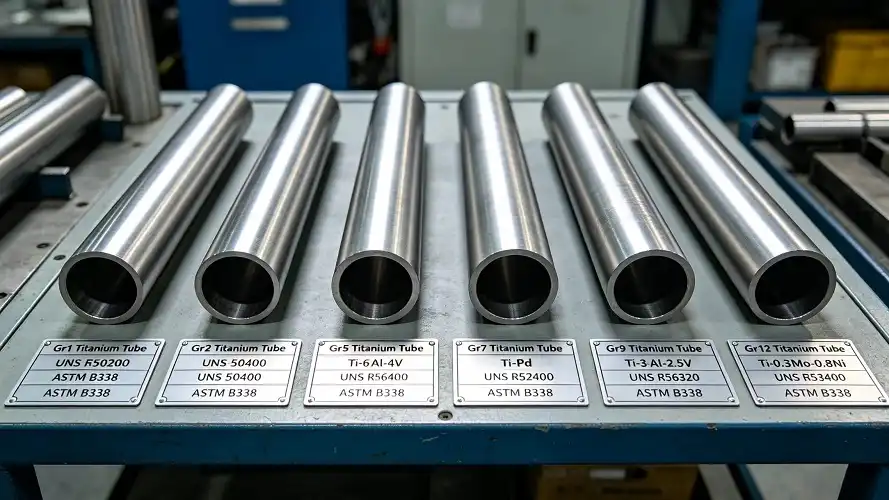 Multi-grade titanium material sample display Multi-grade titanium material sample display