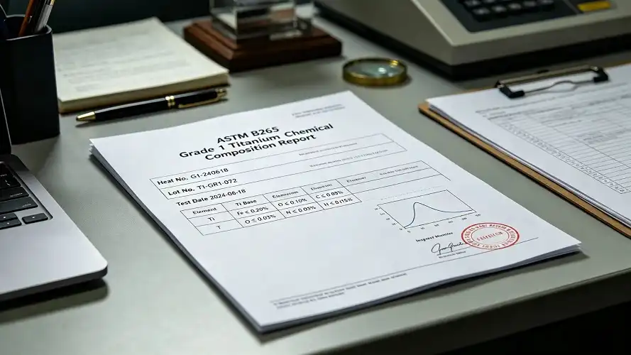 ASTM B265 Grade 1 Titanium Spectrochemical Test Report