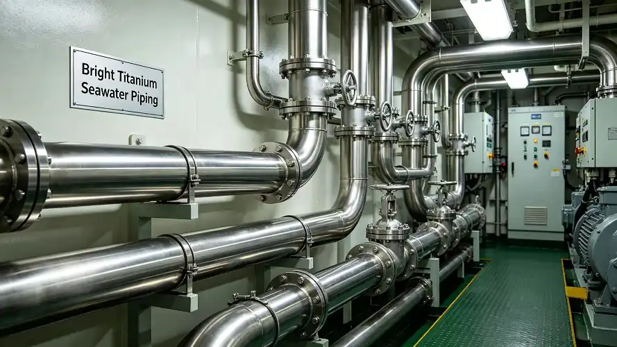Shipboard titanium piping system