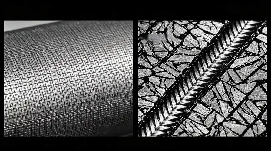 Metallographic comparison micrograph (seamless vs welded pipe)