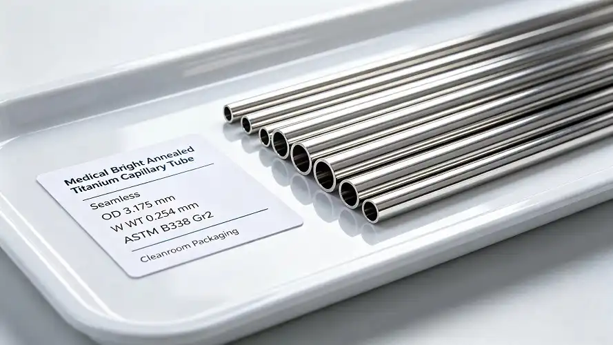 Bright annealed medical titanium capillary tubes Bright annealed medical titanium capillary tubes