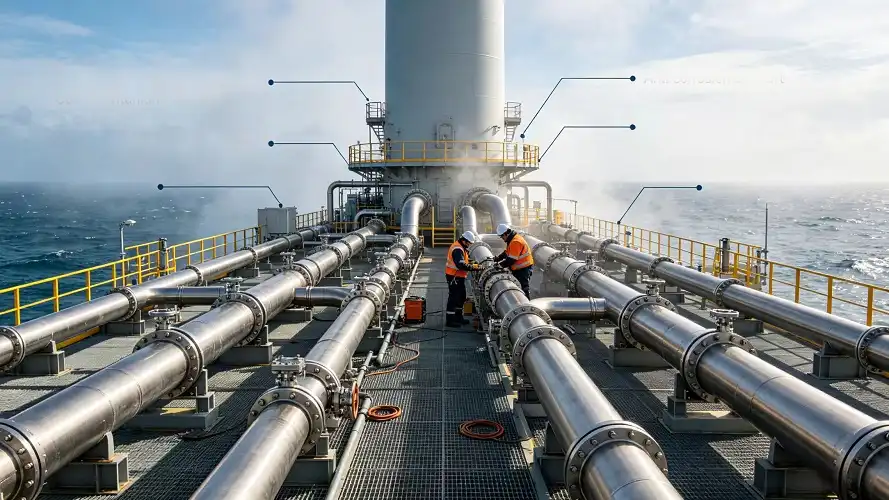 Offshore wind titanium pipe installation image