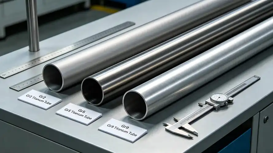 Gr2 Gr9 Gr5 Titanium Tube Sample Comparison