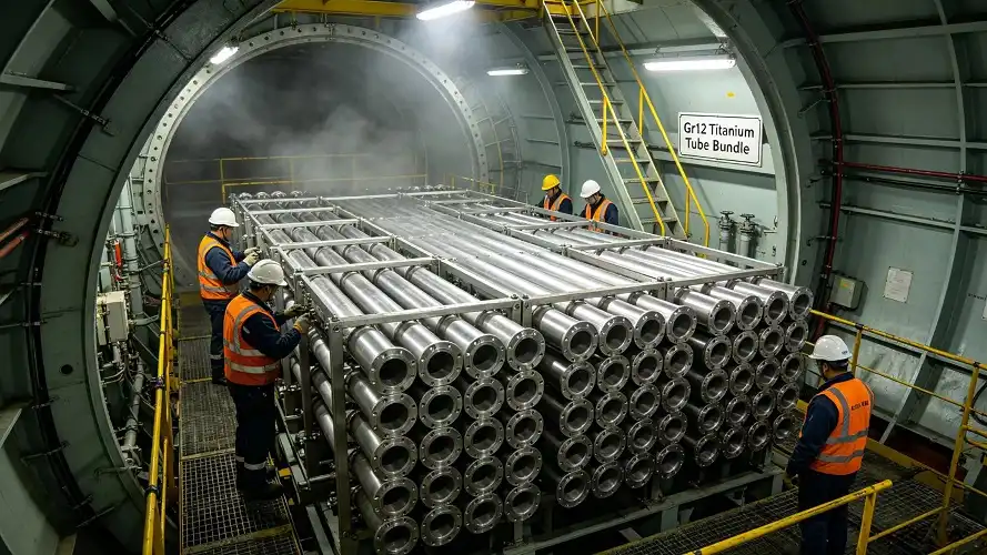 Titanium tube bundle in marine scrubber Titanium tube bundle in marine scrubber