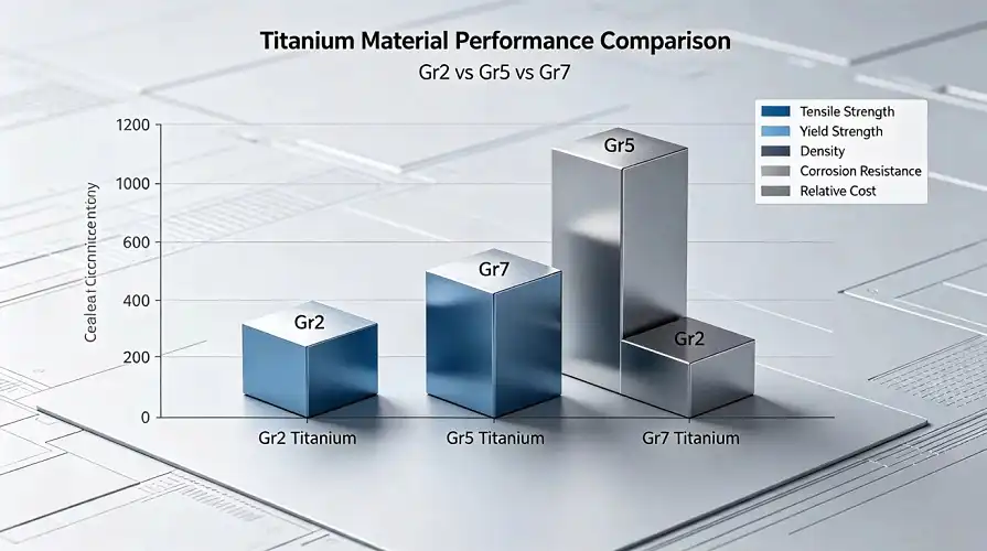 Grade 2 / Grade 5 / Grade 7 titanium property comparison chart Grade 2 / Grade 5 / Grade 7 titanium property comparison chart