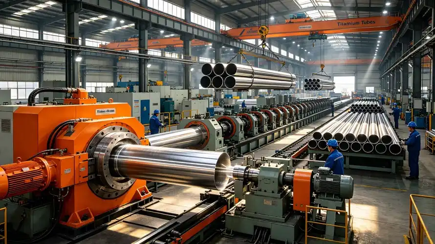 Titanium tube production processing line