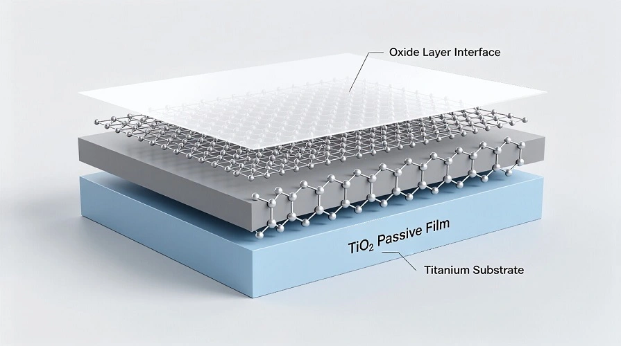 Self‑healing TiO₂ passive film on titanium surface Self‑healing TiO₂ passive film on titanium surface