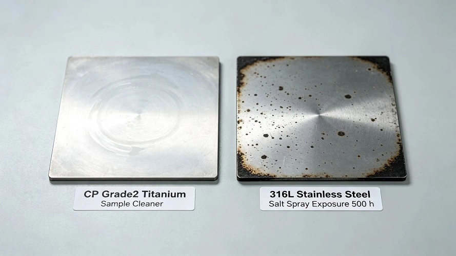 Salt‑spray corrosion comparison: Gr2 Ti vs 316L Salt‑spray corrosion comparison: Gr2 Ti vs 316L