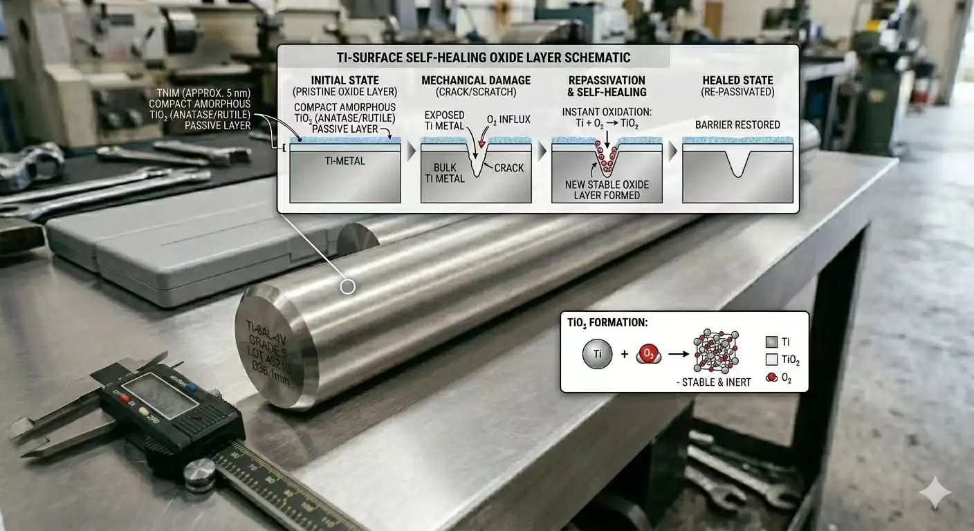 titanium self‑healing oxide layer schematic titanium self‑healing oxide layer schematic