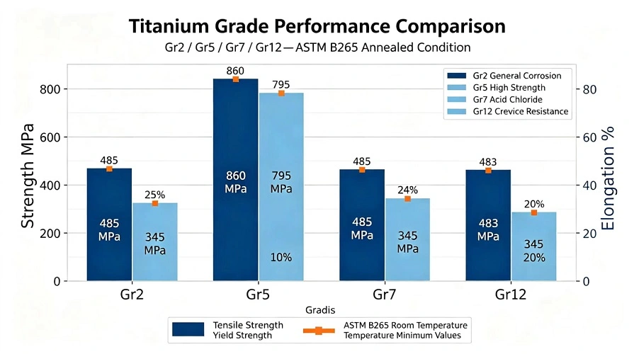 titanium grades Gr2 Gr5 Gr7Gr12 comparison infographic titanium grades Gr2 Gr5 Gr7Gr12 comparison infographic