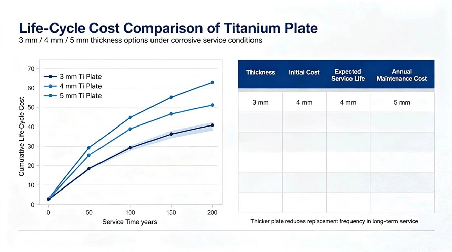 titanium sheet life‑cycle‑cost infographic