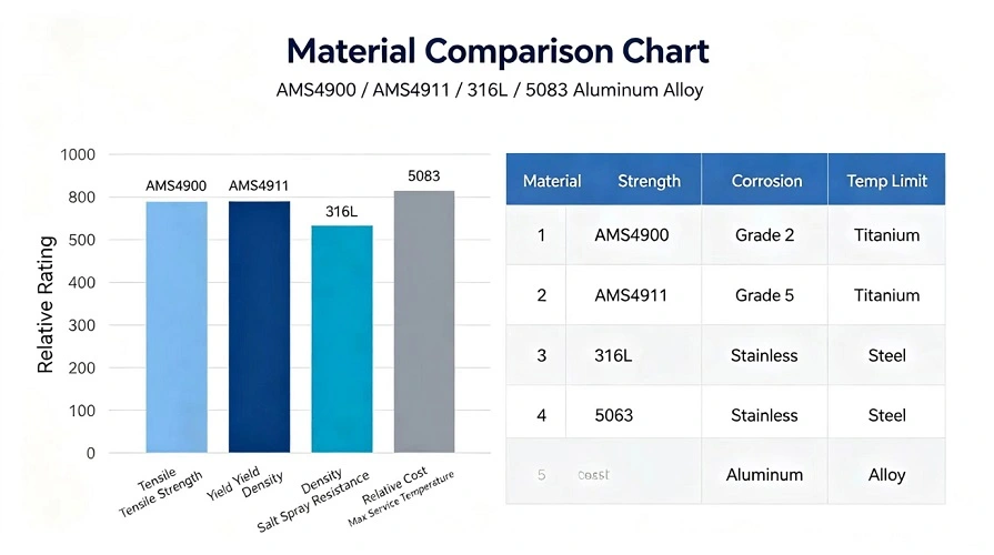 titanium & metal material comparison chart