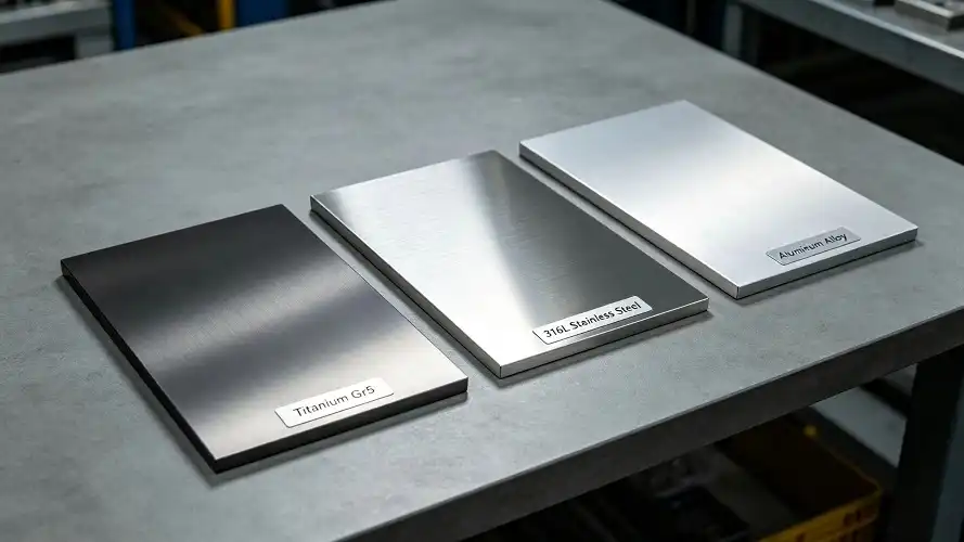Titanium vs 316L vs aluminum plate side‑by‑side Titanium vs 316L vs aluminum plate side‑by‑side