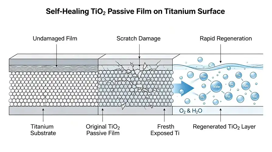 TiO₂ Self-Healing Passivation Film Diagram