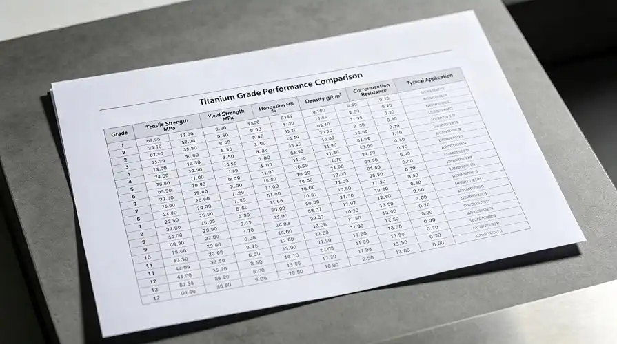 Titanium Grades Property Comparison Table