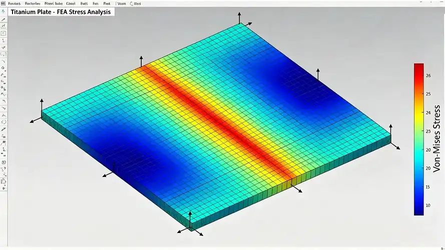 Titanium plate FEA stress cloud diagram