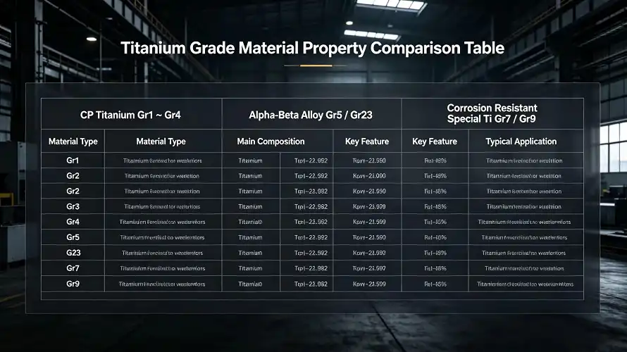 CP Titanium & Alloy Grade Chart