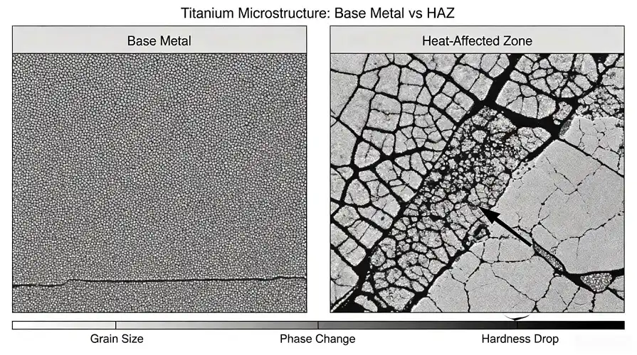 HAZ microstructure comparison of titanium