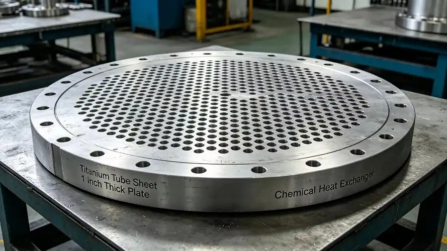 Titanium tube sheet for heat exchanger Titanium tube sheet for heat exchanger