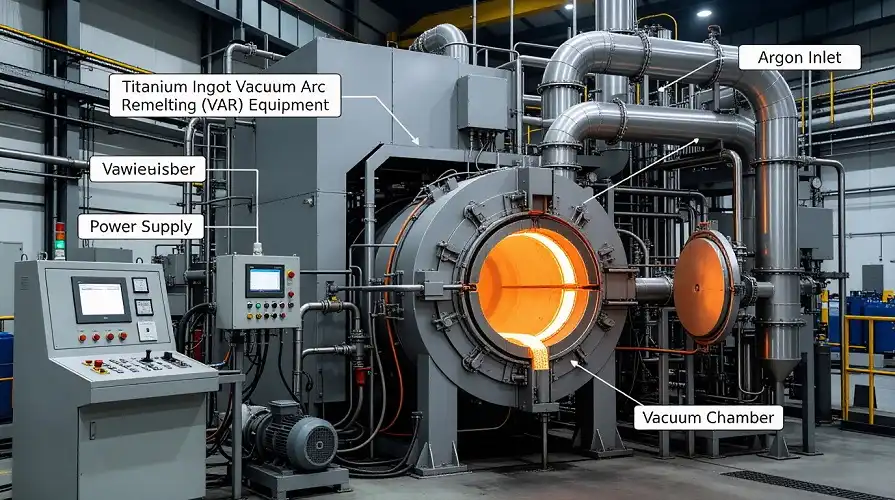 Titanium vacuum arc remelting production site Titanium vacuum arc remelting production site