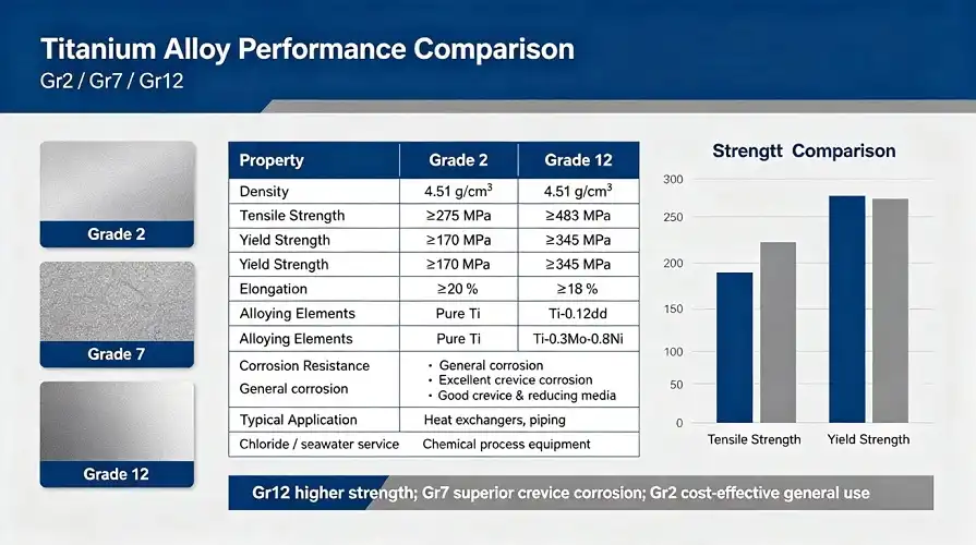 Titanium grade performance comparison chart	