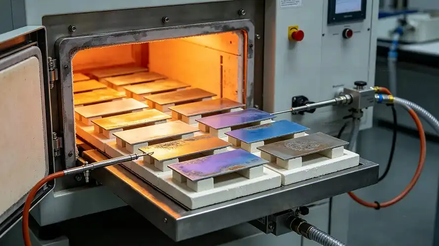 Ti-6Al-4V specimen high temperature oxidation test in furnace