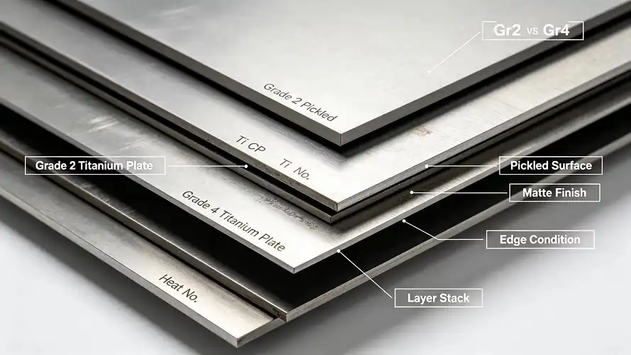 CP Titanium Plate Stack Gr2 与 Gr4 CP Titanium Plate Stack Gr2 与 Gr4